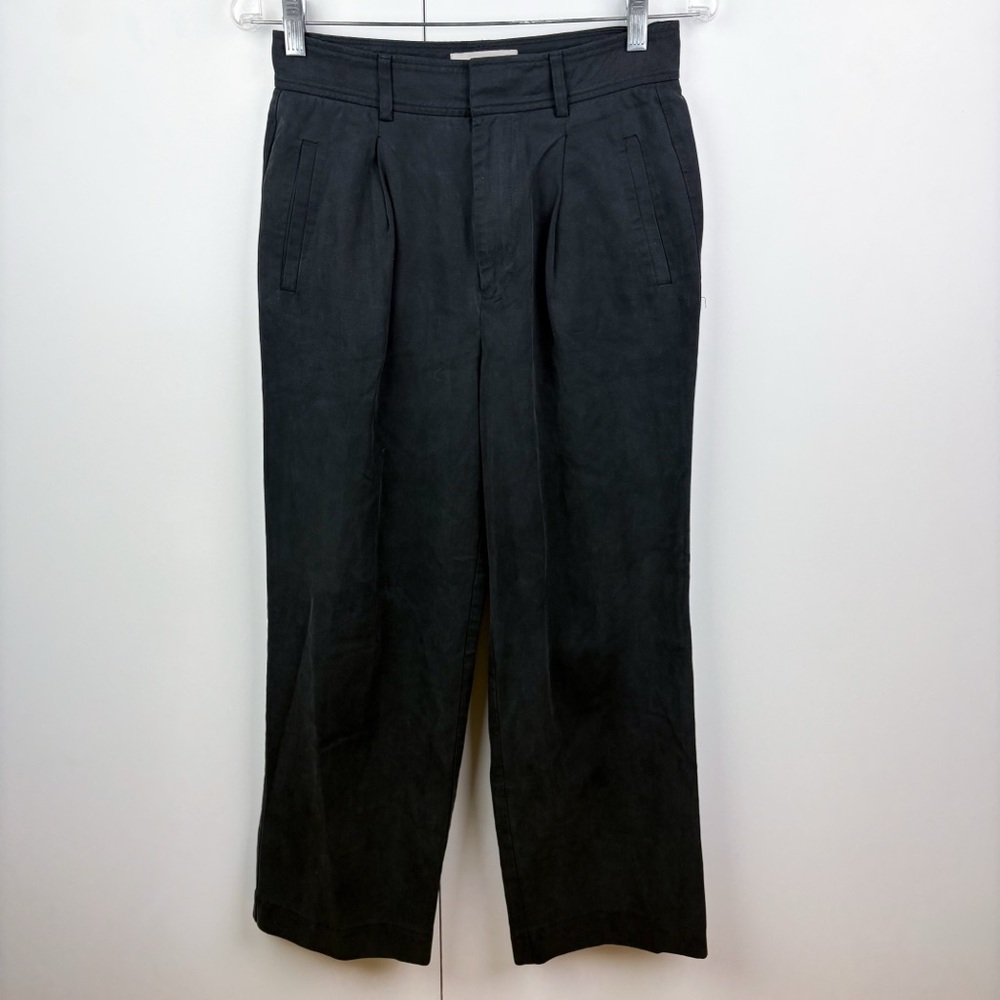 Everlane Draper Pleated Pant Buttersmooth Black Wide Leg Tencel Cotton 2 Short - Picture 2 of 4